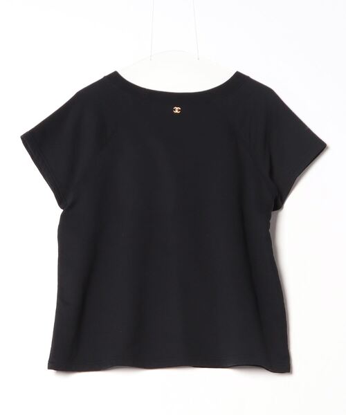 シャネル CHANEL ココマーク フレンチスリーブ カットソー Tシャツ コットン ブラック サイズ40 レディース 2015年 4448 シャネル CHANEL ココマーク フレンチスリーブ カットソー T