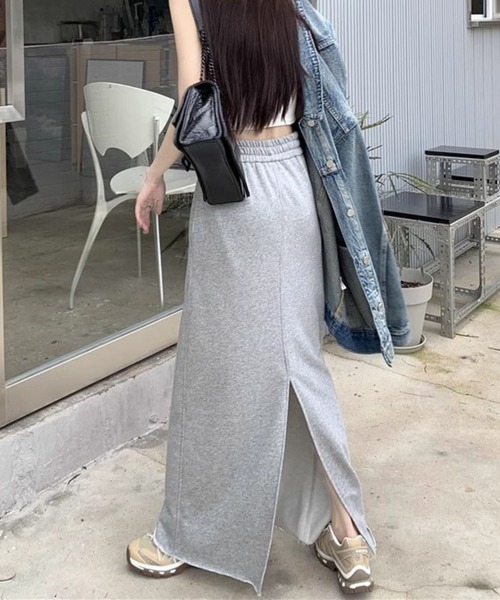 goa g.o.a GOA グレー フレアロングスカート スウェット素材 SPIGA スカート スウェットロングスカート : ZOZOTOWN Yahoo!店