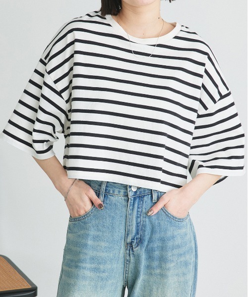 ad thie（アドティエ） tシャツ 半袖 ベーシック ショート丈 Tシャツ