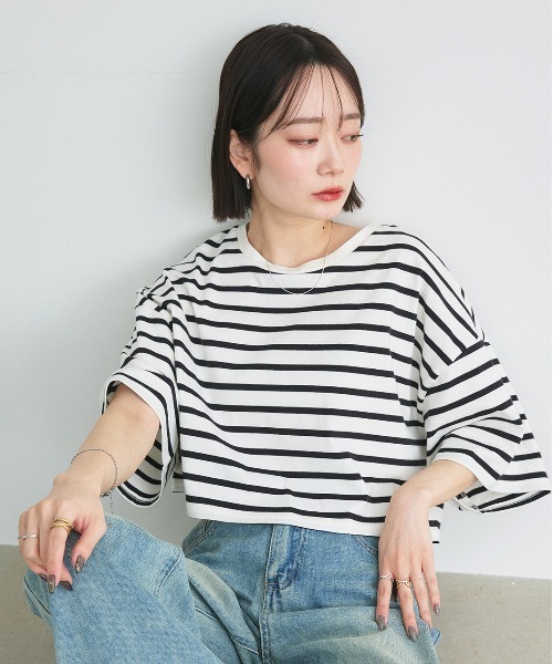 ad thie（アドティエ） tシャツ 半袖 ベーシック ショート丈 Tシャツ