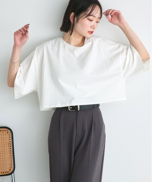 ad thie（アドティエ） tシャツ 半袖 ベーシック ショート丈 Tシャツ