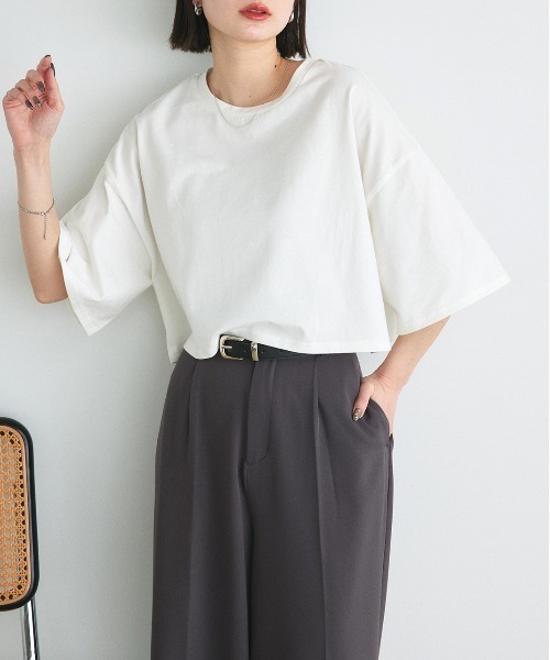 ad thie（アドティエ） tシャツ 半袖 ベーシック ショート丈 Tシャツ