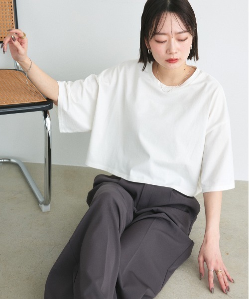 ad thie（アドティエ） tシャツ 半袖 ベーシック ショート丈 Tシャツ