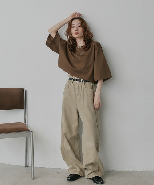ad thie（アドティエ） tシャツ 半袖 ベーシック ショート丈 Tシャツ