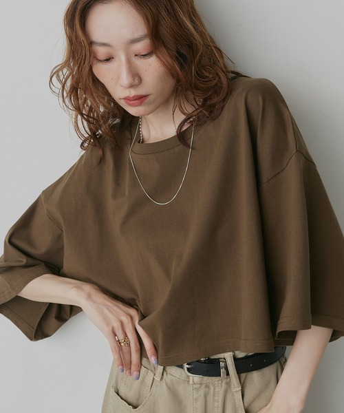 ad thie（アドティエ） tシャツ 半袖 ベーシック ショート丈 Tシャツ