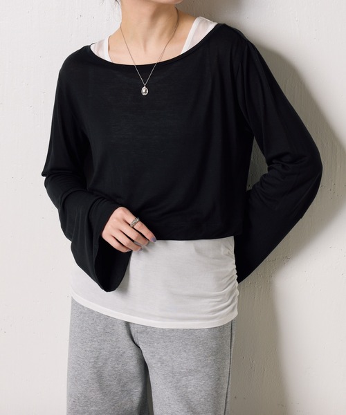 選ぶなら COLLAGE レディース レイヤードロンT tシャツ GALLARDAGALANTE トップス
