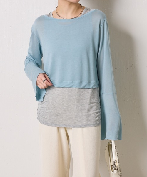 COLLAGE GALLARDAGALANTE - ¥8,800（税込）【１枚で着映え】シアーテレコレイヤード風ロンT COLLAGE GALLARDAGALANTE - ¥8,800（税込）【1枚で着映え
