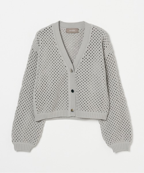 カーディガン EYELET KNIT V NECK CARDIGAN レディース
