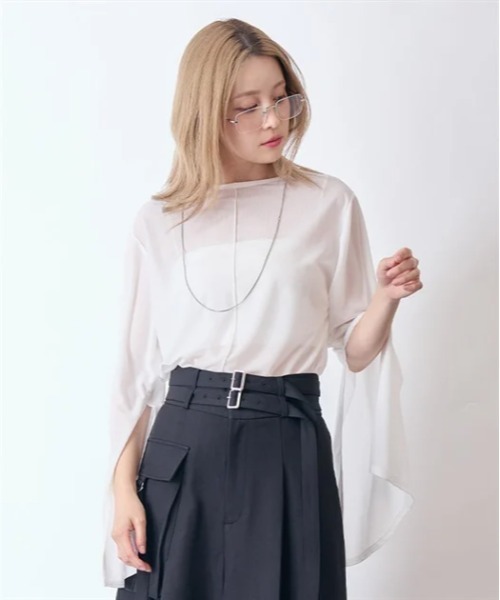 axes femme（アクシーズ ファム） tシャツ スリット袖シアートップス 