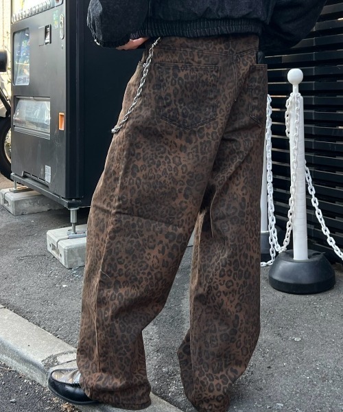 Chikashitsu+ パンツ 「Chikashitsu +」leopard wide cotton