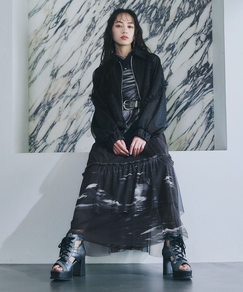 HARE ハレ　レディース服　ブルゾン HARE ブルゾン アウター ラメメッシュフリルブルゾン(HARE