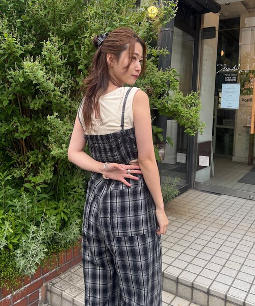 kastane ブラックチェック サロペット kastane ブラックチェック サロペット