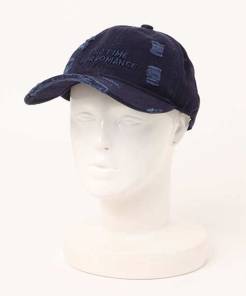 【beeden】ダメージ加工 ネイビー ベースボールキャップ FreeZone キャップ 帽子 ダメージ加工キャップ メンズ
