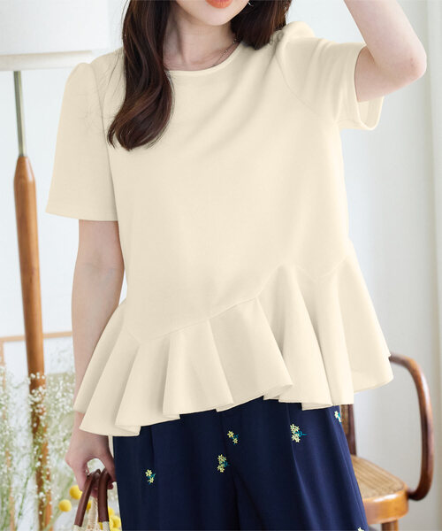 【新品未使用】エムドット em. アシンメトリーペプラムトップス Asymmetry Hem Tops – em.