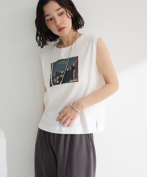 tシャツ 「SONO/ソーノ」ノースリーブフリマプルオーバー レディース Green Parks tシャツ ノースリーブフォトプルオーバー