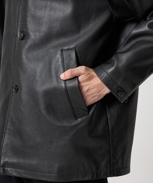 シープレザーの黒コート STEVEN ALAN コート ジャケット 「Steven Alan」 シボ シープ