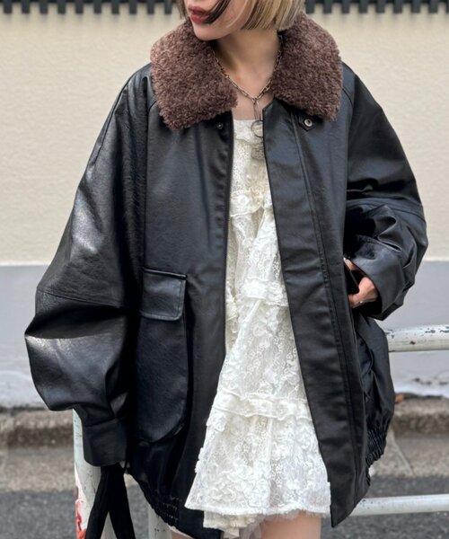 w closet（ダブルクローゼット） ブルゾン アウター ボア付きフェイク