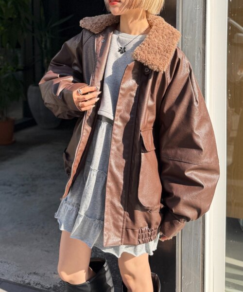 w closet（ダブルクローゼット） ブルゾン アウター ボア付きフェイク