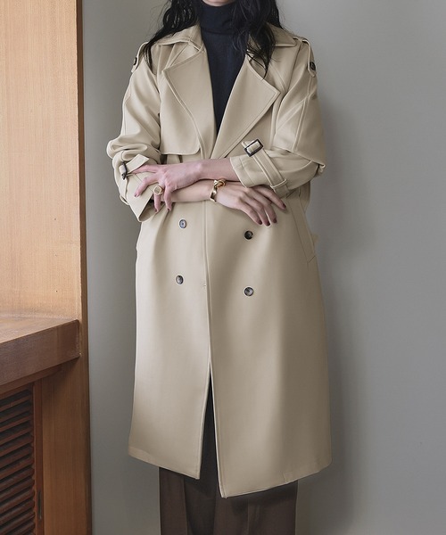 hevo ベージュ ロングトレンチコート　0105-0STU717 hevo ベージュ ロングトレンチコート 0105-0STU717