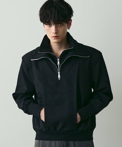 ジャザサイズ　黒ハーフジップジャケット Shoowtime（ショウタイム） Short-Length Half-Zip Blouson / ショート