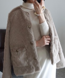 JUNOAH（ジュノア） ジャケット ノーカラージャケット 金釦フェイク