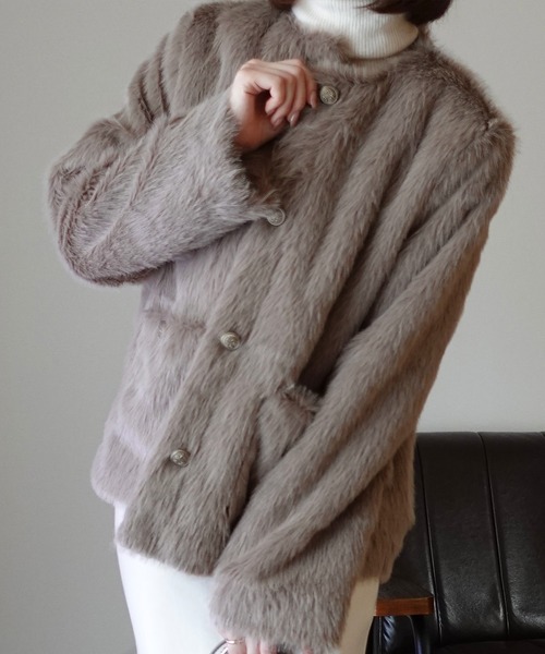 JUNOAH（ジュノア） ジャケット ノーカラージャケット 金釦フェイク