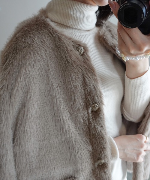 JUNOAH（ジュノア） ジャケット ノーカラージャケット 金釦フェイク