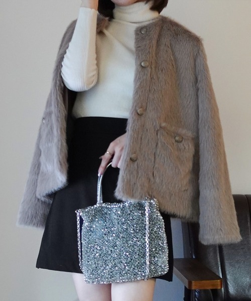 JUNOAH（ジュノア） ジャケット ノーカラージャケット 金釦フェイク