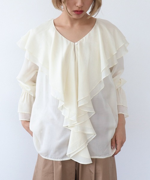 deres 4th シアーデュアルブラウス　ホワイト deres 4th シアーデュアルブラウスホワイト