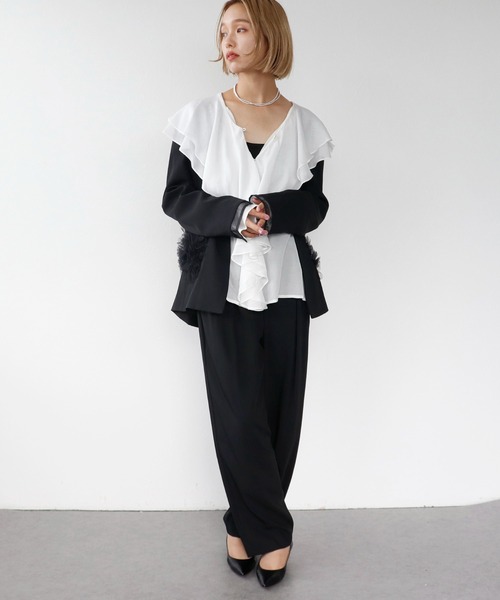 Maison Margiela / メゾンマルジェラ | 白タグ シアー フリル ブラウス | 40 | ブラック | レディース 楽天市場】レディース（ブランドメゾン マルジェラ）（シャツ