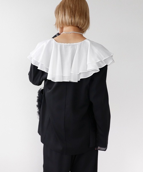 フリルカラーシアーブラウス　黒　ブラック Rouge vif la cle｜フリルカラーシアーブラウス | Rakuten Fashion