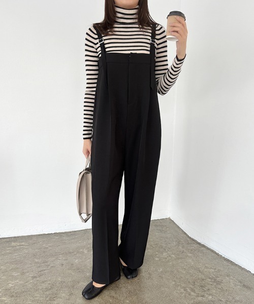 サロペット オーバーオール Iラインシルエットハイウエストサロペット