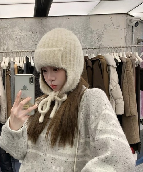 Chiina ニット帽 ニットキャップ Chiina / フライトキャップ 紐付き