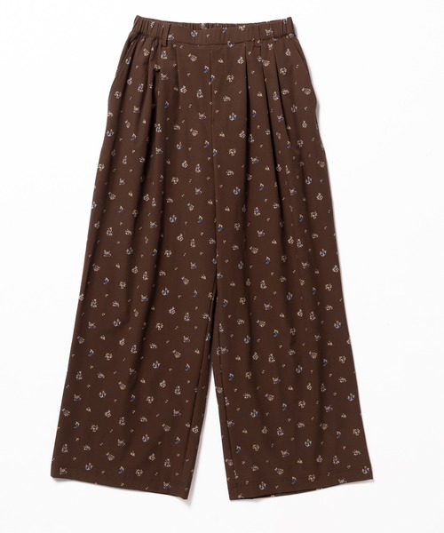 パンツ 「L's」LONG WIDE PANTS NY/PU PRINT/ロングワイドパンツ プリント レディース