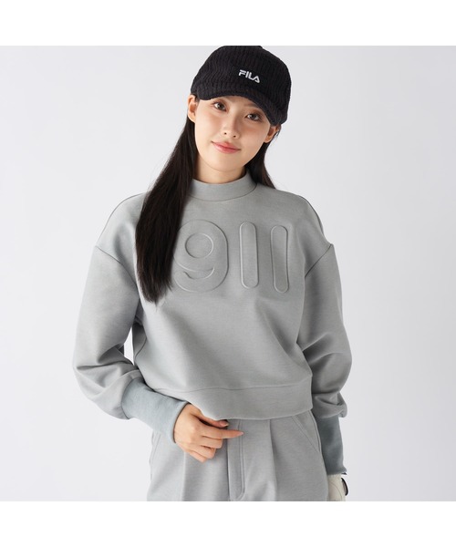 新品 フィラ ゴルフ ロゴジャガード ハイネック セーター ブラック/グレー M 新品 フィラ ゴルフ ロゴジャガード ハイネック セーター ブラック