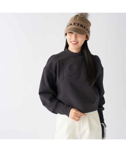 新品 フィラ ゴルフ ロゴジャガード ハイネック セーター ブラック/グレー M FILA GOLF（フィラゴルフ ）の「【FILA GOLF:フィラゴルフ】ハイネック