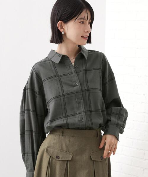 THE SHOP TK ブラウス シャツ インしてる風にも着られるチェックシャツ