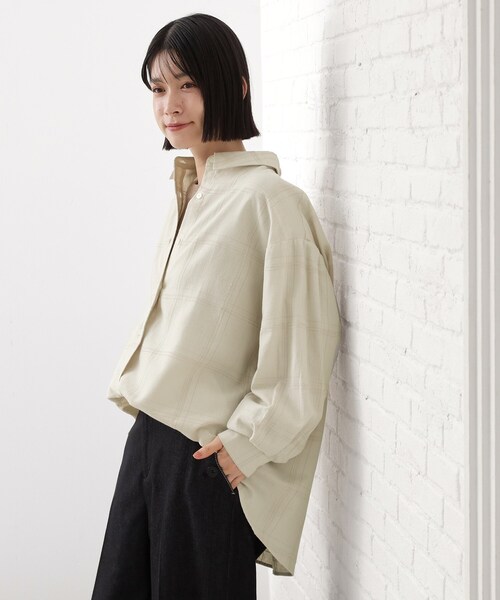 THE SHOP TK ブラウス シャツ インしてる風にも着られるチェックシャツ