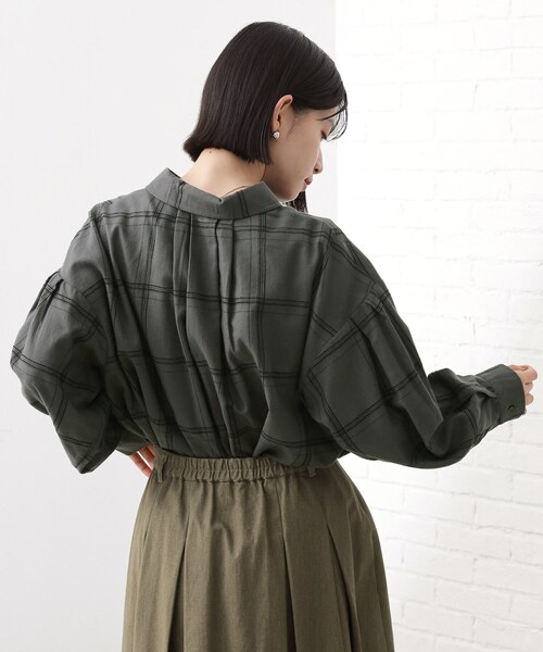 THE SHOP TK ブラウス シャツ インしてる風にも着られるチェックシャツ