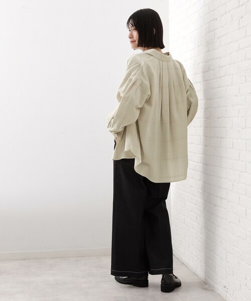 THE SHOP TK ブラウス シャツ インしてる風にも着られるチェックシャツ