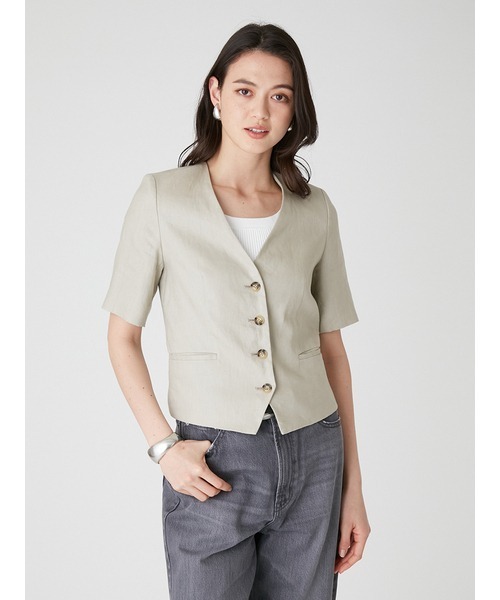 「Mila Owen」 ノーカラージャケット 0 ブラック レディース_画像4