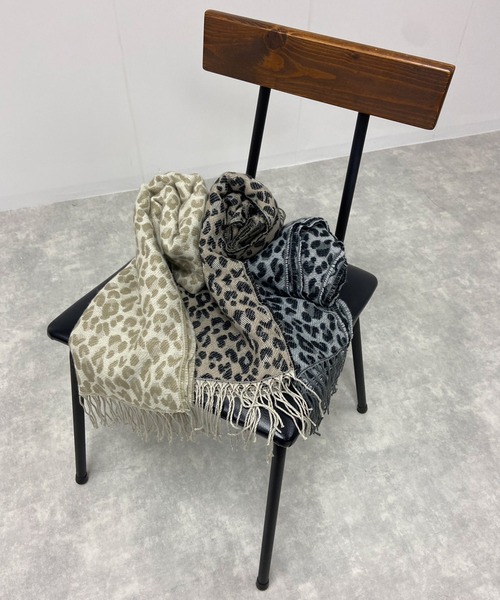 Fizz（フィズ） ストール マフラー レオパード柄ジャガード織り