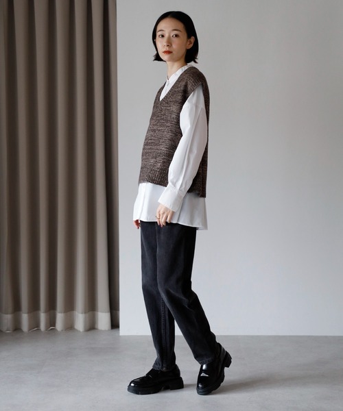 ami 未使用ニットベスト amini ベスト ジレ 「2025 AW」MIX編みVネックニットベスト レディース