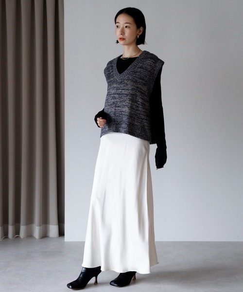 amini ベスト ジレ 「2025 AW」MIX編みVネックニットベスト レディース