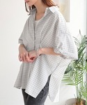 ブラウス シャツ 夏 半袖 冷房対策にも♪着る...の詳細画像4