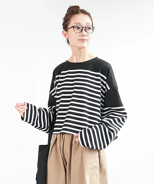 ソラモナ バスクボーダーショートプルオーバー SOLAMONAT（ソラモナ） tシャツ バスクボーダーショートプルオーバー