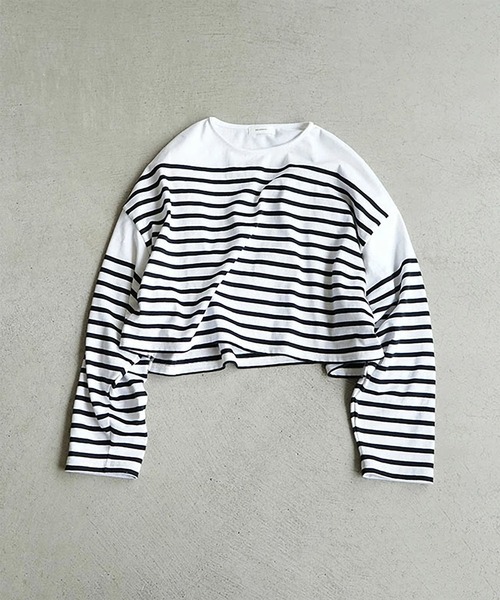 SOLAMONAT（ソラモナ） tシャツ バスクボーダーショートプルオーバー