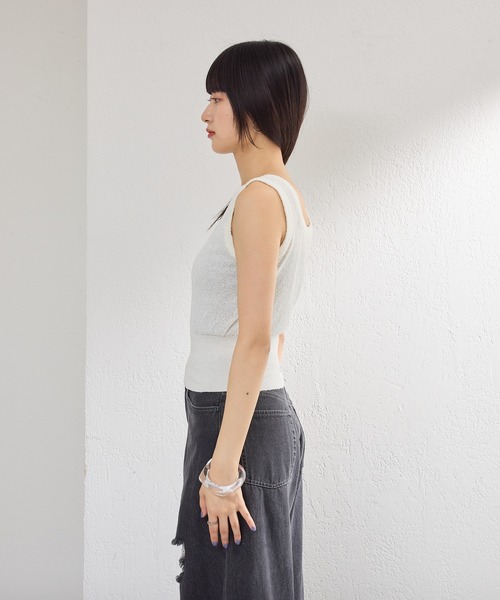 「Kastane」 ノースリーブニット FREE チャコールグレー レディース_画像3