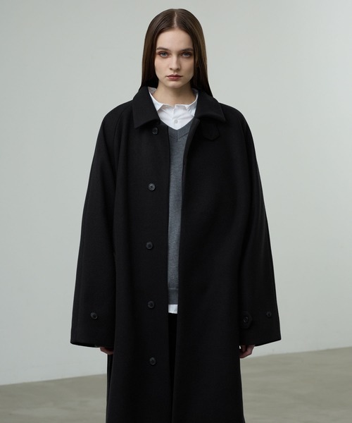 kolor ニットドッキングステンカラーコート kolor ニット襟 ネイビー ステンカラーコート ネイビーステンカラー