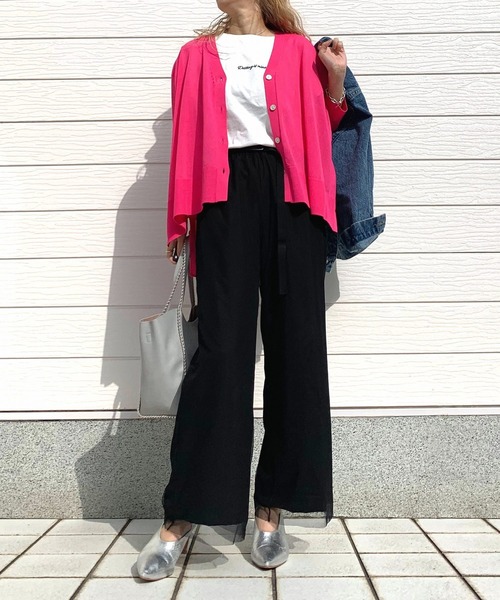 「Q」 半袖ニット MEDIUM ピンク レディース_画像3